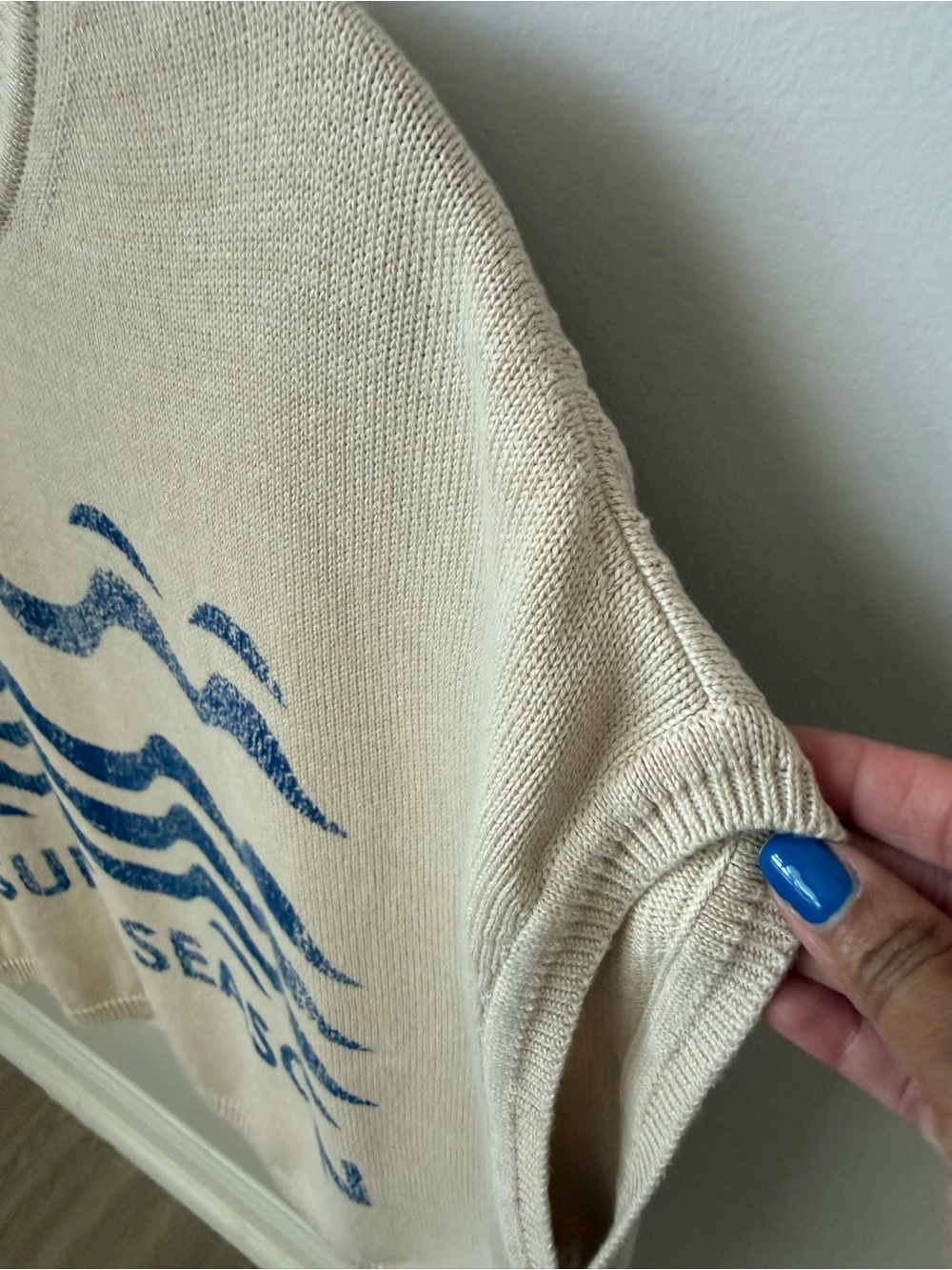 Anthropologie Pilcro Surf Season Graphic Muscle Sweater Tank Vacay Sun Beach M - Picture 5 of 11